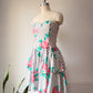 80s Tiered Cotton Strapless Dress / M