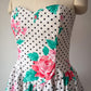 80s Tiered Cotton Strapless Dress / M
