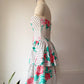 80s Tiered Cotton Strapless Dress / M