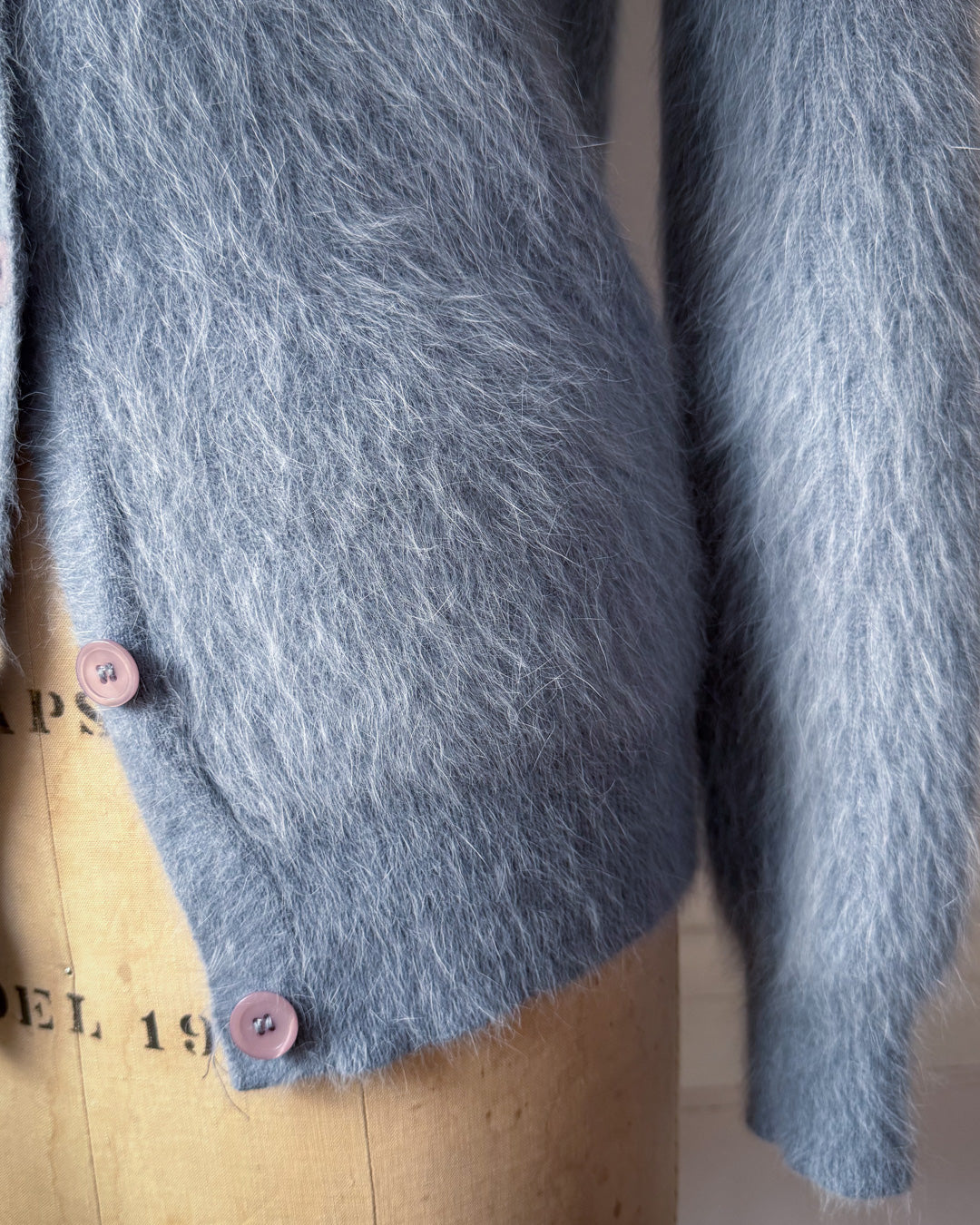 90s Dusty Blue Angora Cardigan / S