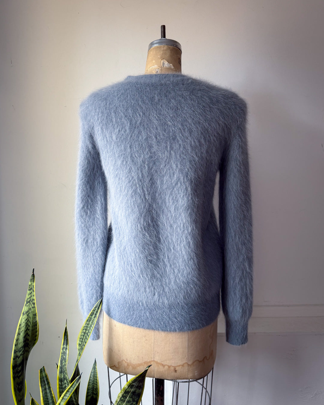 90s Dusty Blue Angora Cardigan / S