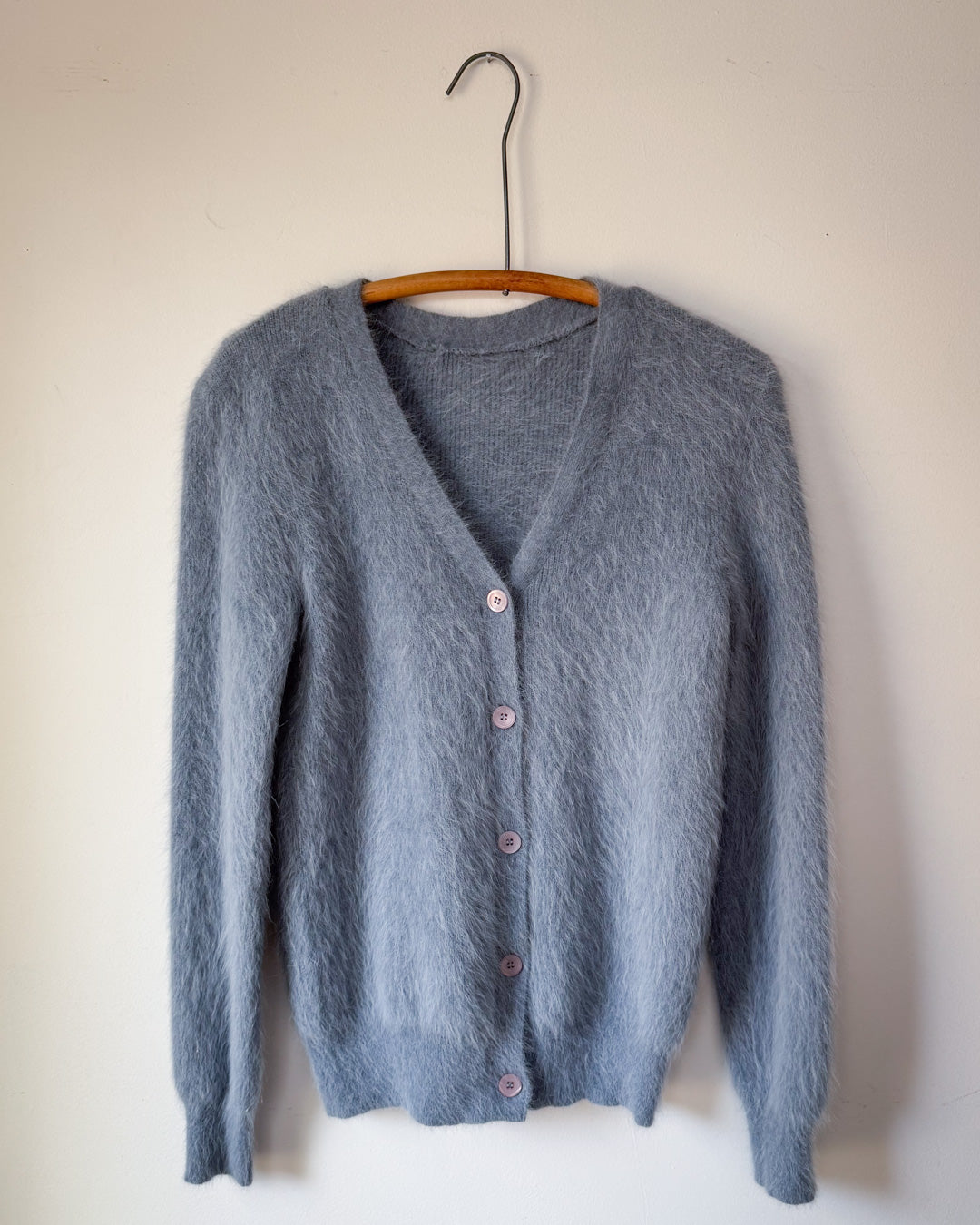 90s Dusty Blue Angora Cardigan / S