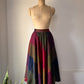 80s Dark Rainbow Wool Full Midi Skirt / XS