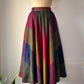80s Dark Rainbow Wool Full Midi Skirt / XS