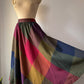 80s Dark Rainbow Wool Full Midi Skirt / XS