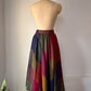 80s Dark Rainbow Wool Full Midi Skirt / XS