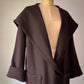 80s Espresso Brown Wool Hooded Wrap Maxi Coat / M