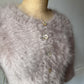 80s Fluffy Light Gray Angora Knit Crop Cardigan Sweater / S