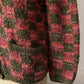 80s Hand Knit Checkered Cardigan / M