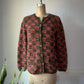80s Hand Knit Checkered Cardigan / M