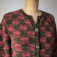 80s Hand Knit Checkered Cardigan / M