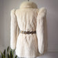 80s Ivory Corded Mink & Arctic Fox Fur Coat / S-M