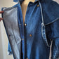 80s Denim Removeable Cape Maxi Coat / M-L