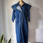 80s Denim Removeable Cape Maxi Coat / M-L