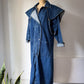 80s Denim Removeable Cape Maxi Coat / M-L