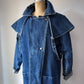 80s Denim Removeable Cape Maxi Coat / M-L