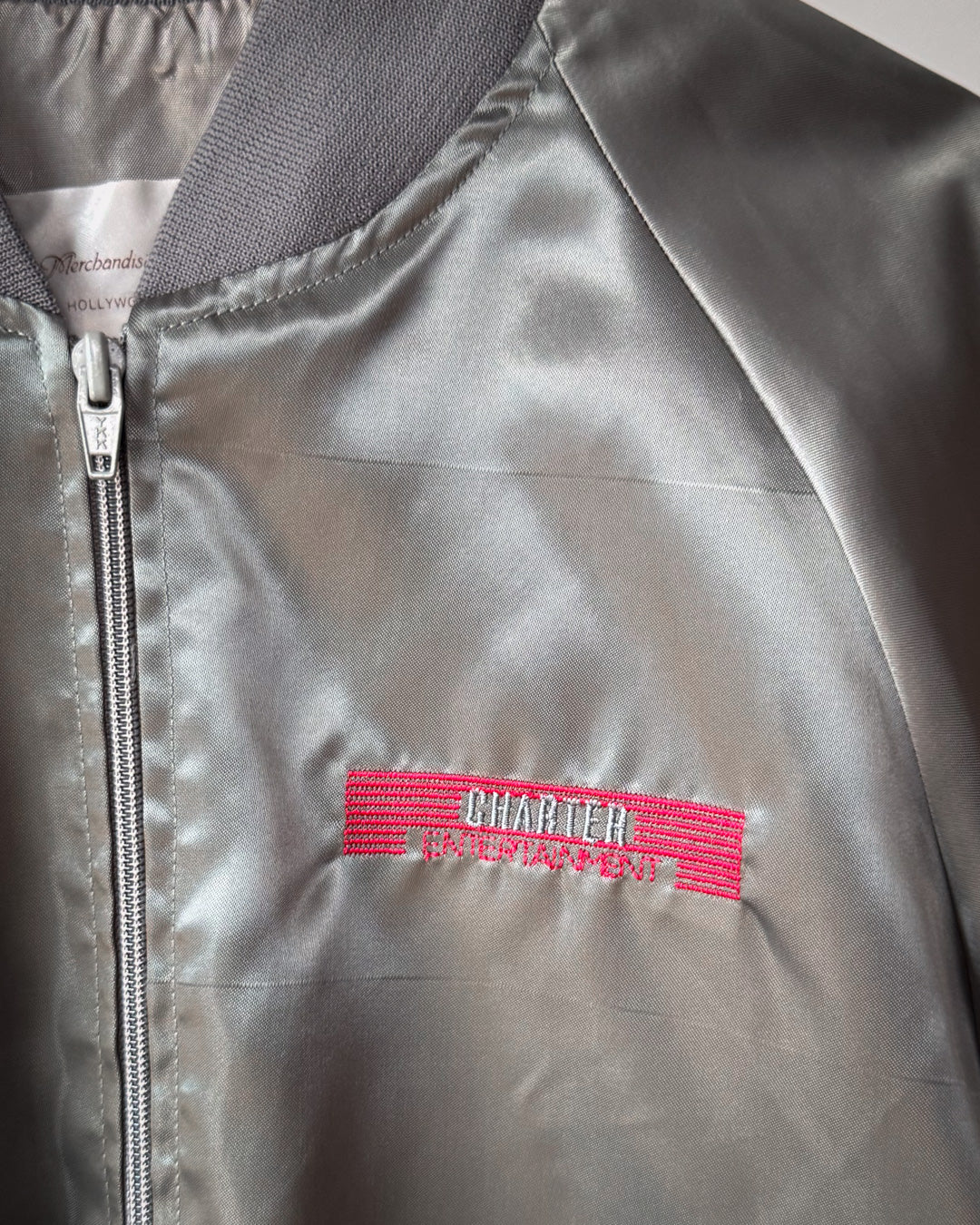 80s Kiss of the Spider Woman Silver & Pink Satin Movie Promo Jacket / L