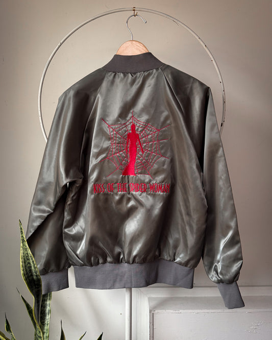 80s Kiss of the Spider Woman Silver & Pink Satin Movie Promo Jacket / L