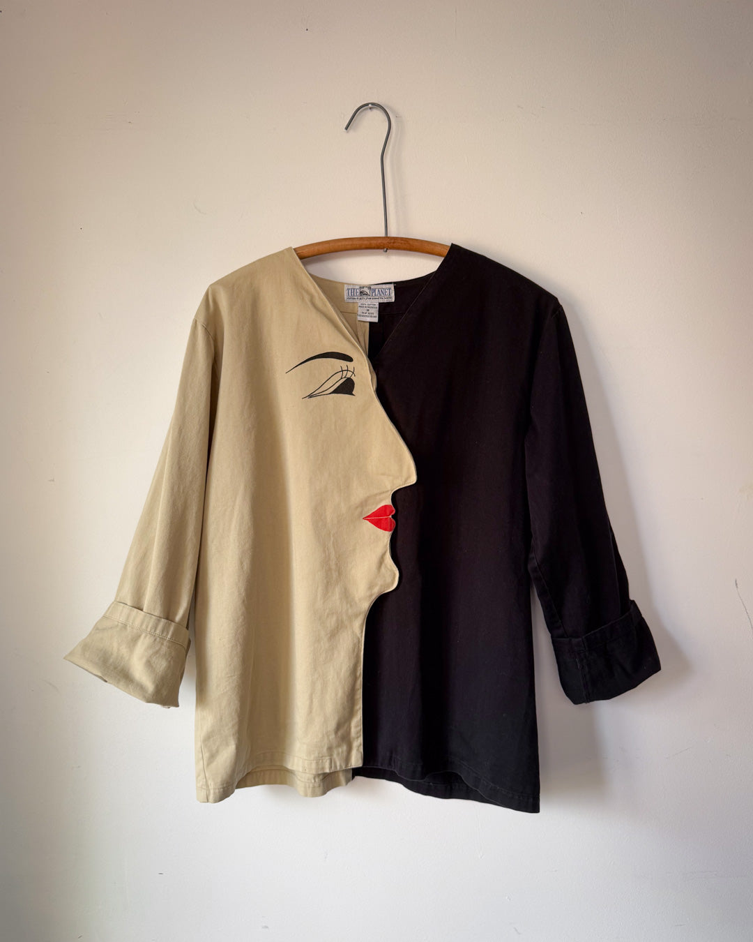 80s Novelty Cotton Face Shirt / S-M