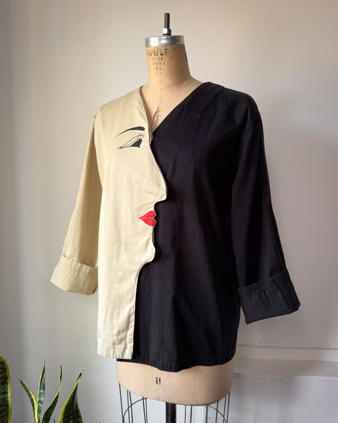 80s Novelty Cotton Face Shirt / S-M