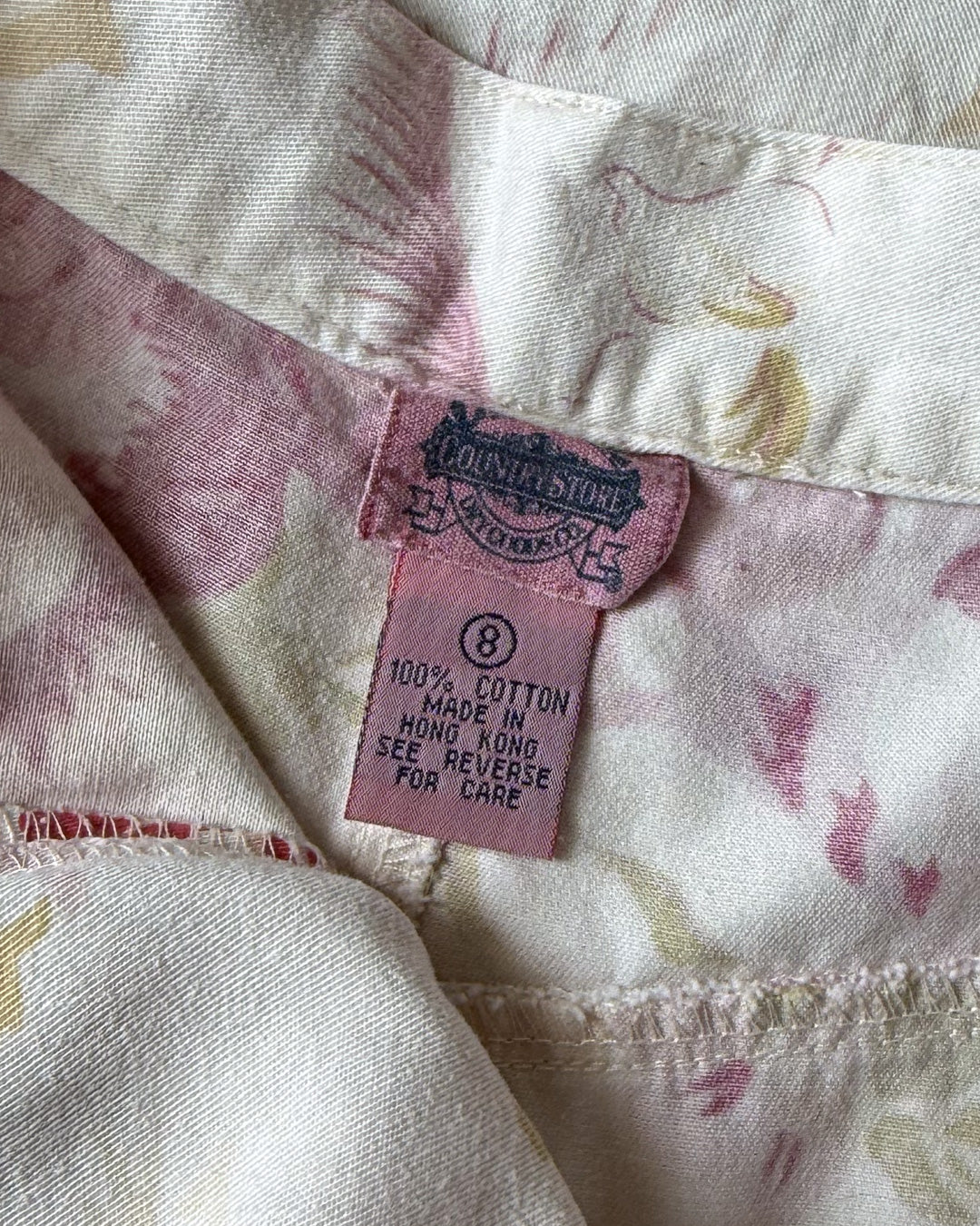 80s Floral Print Cotton Skirt / S