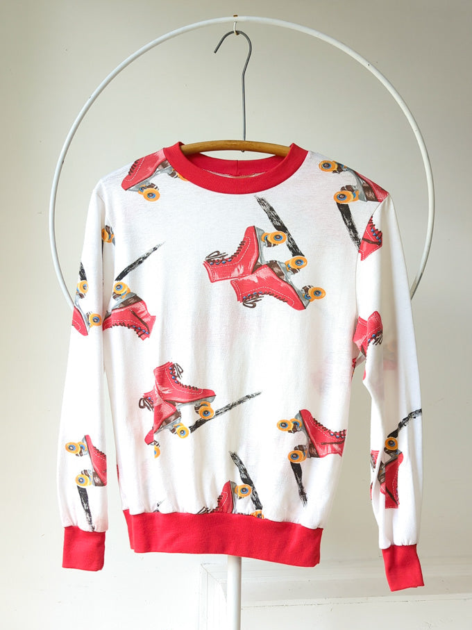 80s Roller Skate Print Pullover / M