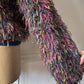 80s Shaggy Hand Knit Ribbon Cardigan / XL