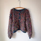 80s Shaggy Hand Knit Ribbon Cardigan / XL