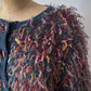80s Shaggy Hand Knit Ribbon Cardigan / XL