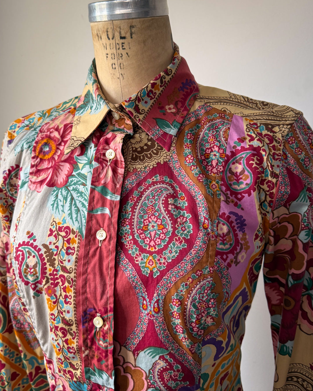 90s Etro Colorful Printed Cotton Shirt / M