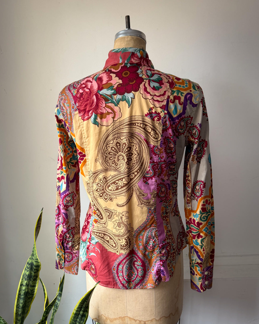 90s Etro Colorful Printed Cotton Shirt / M