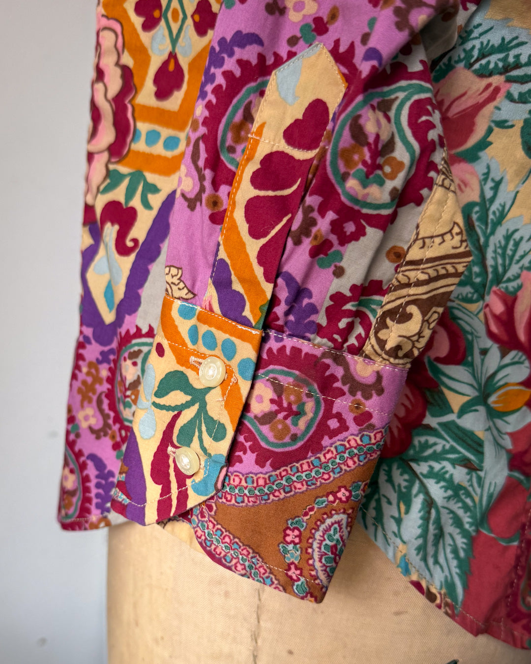 90s Etro Colorful Printed Cotton Shirt / M