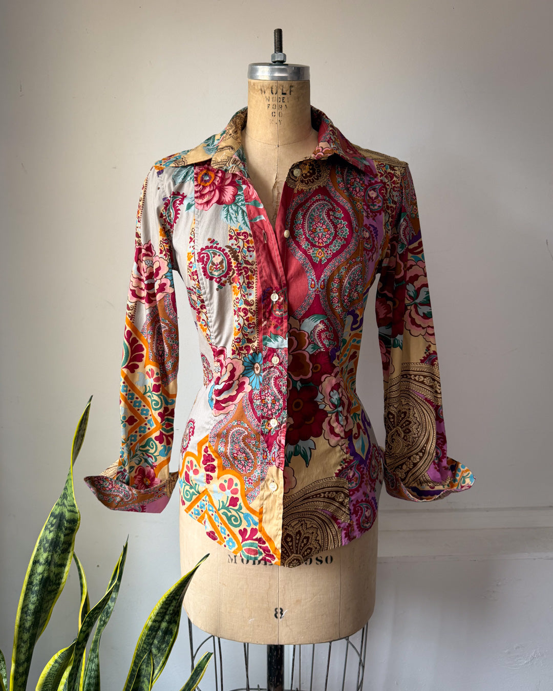 90s Etro Colorful Printed Cotton Shirt / M