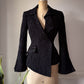 90s Alberto Makali Witchy Black Textured Flare Sleeve Blazer Jacket / S