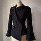 90s Alberto Makali Witchy Black Textured Flare Sleeve Blazer Jacket / S