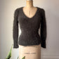 90s Fuzzy Gray Brown Angora Knit Sweater Top / M