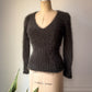 90s Fuzzy Gray Brown Angora Knit Sweater Top / M