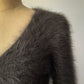 90s Fuzzy Gray Brown Angora Knit Sweater Top / M