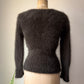 90s Fuzzy Gray Brown Angora Knit Sweater Top / M