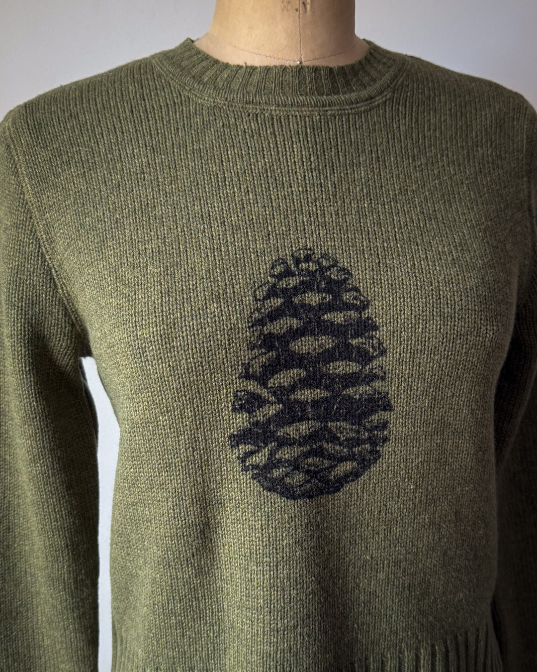90s Green Wool Pinecone Sweater / S