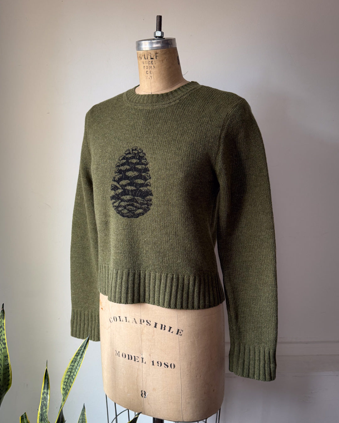 90s Green Wool Pinecone Sweater / S