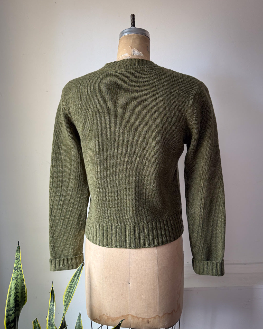 90s Green Wool Pinecone Sweater / S