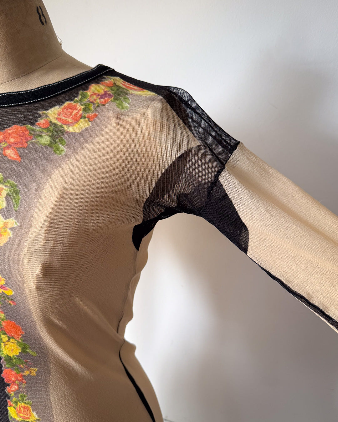 90s Gaultier Floral Mesh Top / M