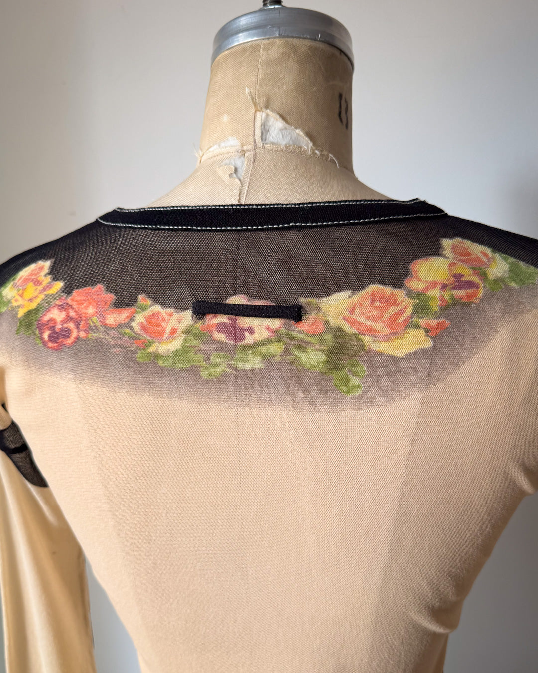 90s Gaultier Floral Mesh Top / M