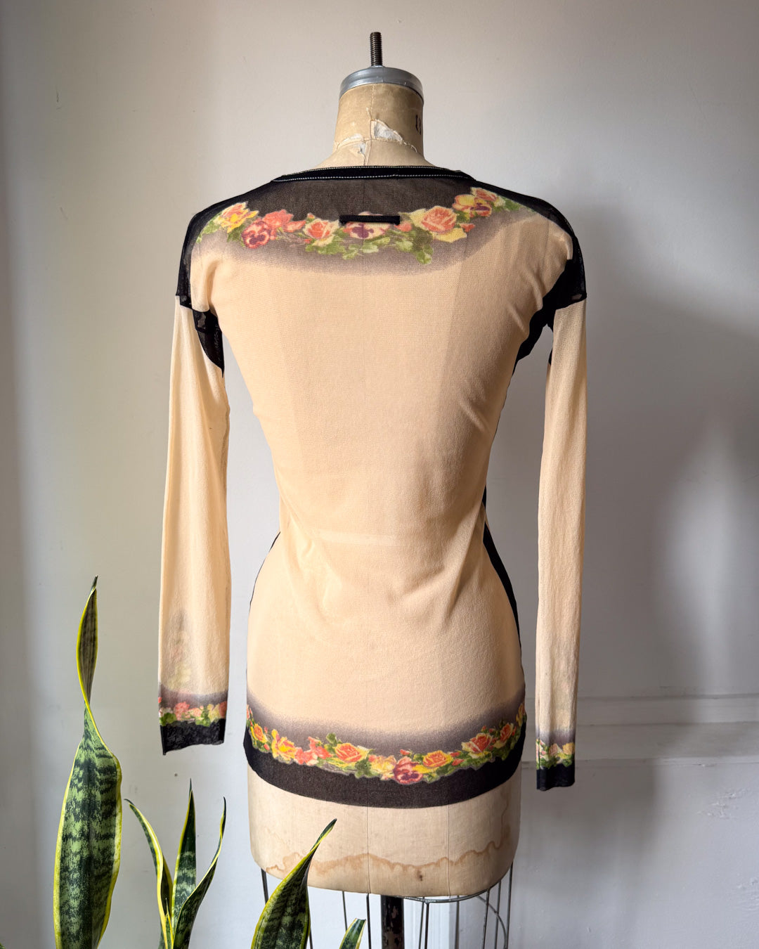 90s Gaultier Floral Mesh Top / M