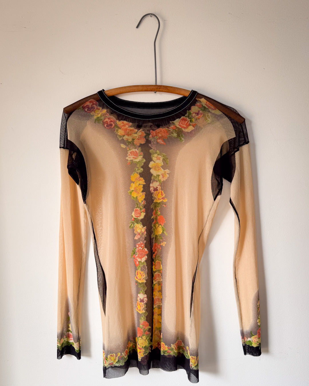 90s Gaultier Floral Mesh Top / M