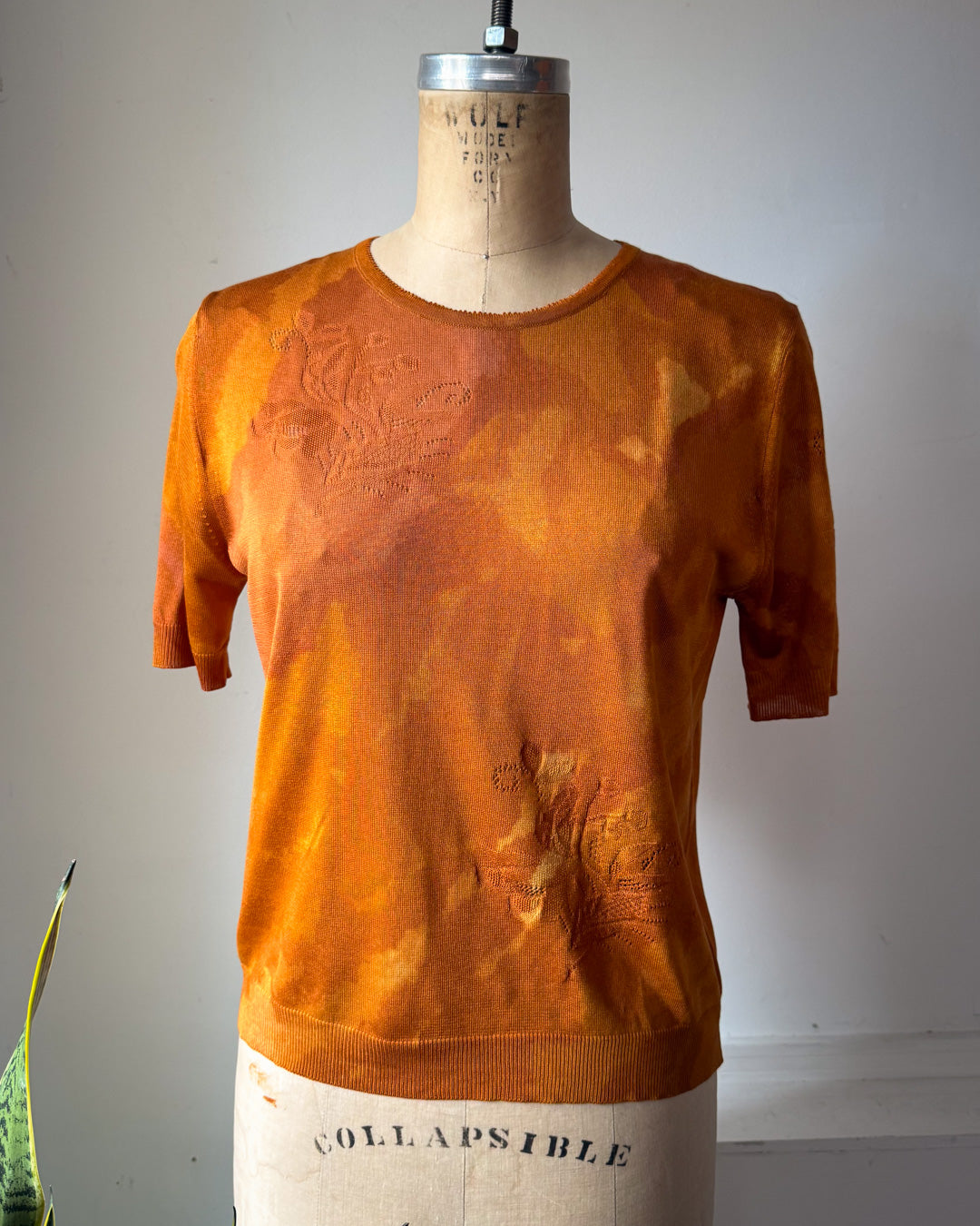 90s Galliano Burnt Orange Silk Knit Cardigan Sweater Twin 2pc Set / L