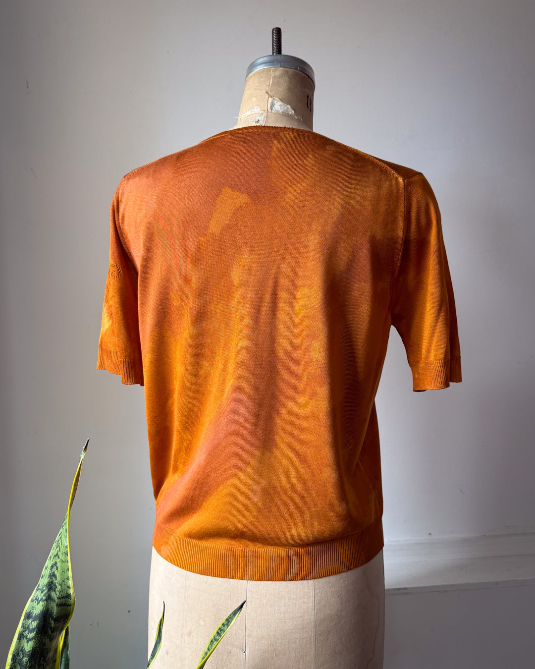 90s Galliano Burnt Orange Silk Knit Cardigan Sweater Twin 2pc Set / L