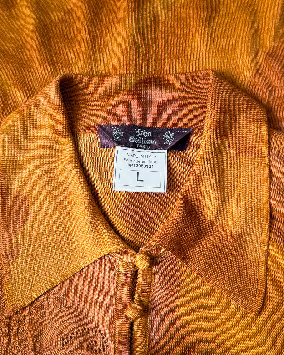 90s Galliano Burnt Orange Silk Knit Cardigan Sweater Twin 2pc Set / L