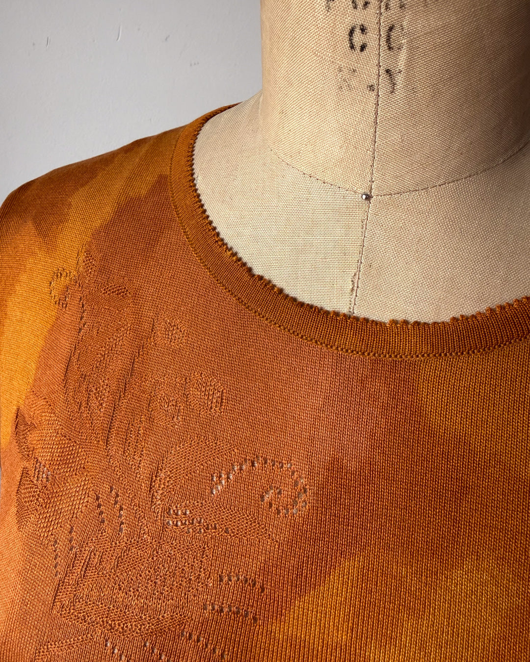 90s Galliano Burnt Orange Silk Knit Cardigan Sweater Twin 2pc Set / L